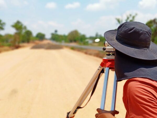 Surveying a dirt road